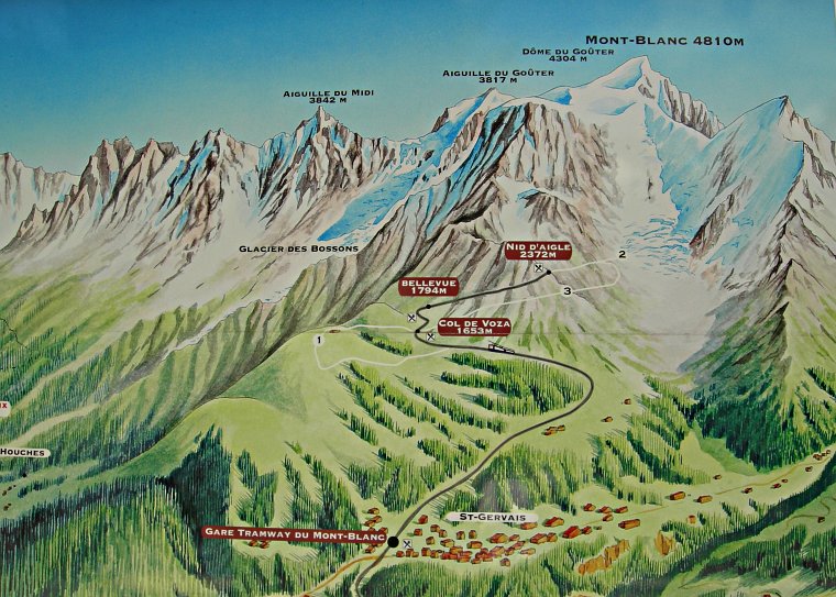 Streckenplan der Tramway du Mont Blanc