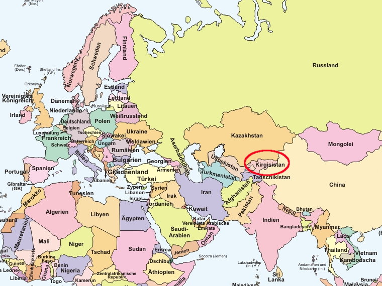 Die Kirgisische Republik auf der Weltkarte